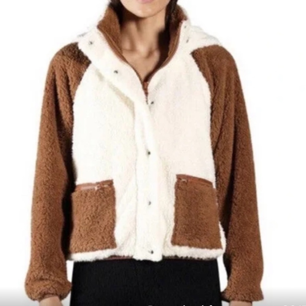 REVOLVE Plush Brown and White Sherpa Jacket Size Small
